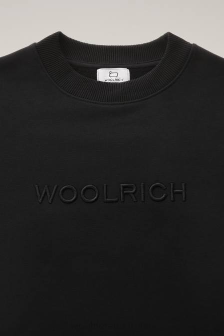 Woolrich Women Embroidered Logo Fleece Sweatshirt Black Clothing J026257