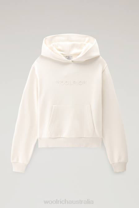 Woolrich Women Logo Fleece Hoodie Milky Cream Clothing J026244
