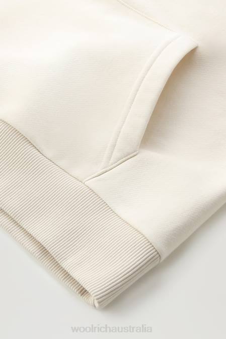 Woolrich Women Logo Fleece Hoodie Milky Cream Clothing J026244