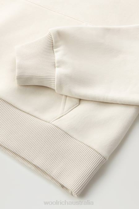 Woolrich Women Logo Fleece Hoodie Milky Cream Clothing J026244