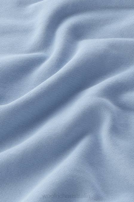 Woolrich Women Pure Cotton Crewneck with Three Quarter Sleeves Pale Indigo Clothing J02679