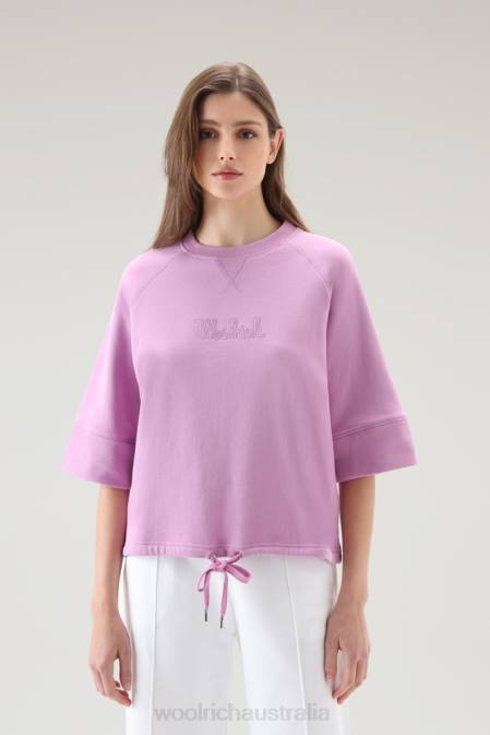 Woolrich Women Pure Cotton Crewneck with Three Quarter Sleeves Smoky Rose Clothing J026127