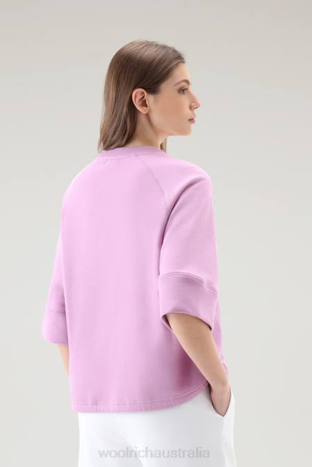 Woolrich Women Pure Cotton Crewneck with Three Quarter Sleeves Smoky Rose Clothing J026127