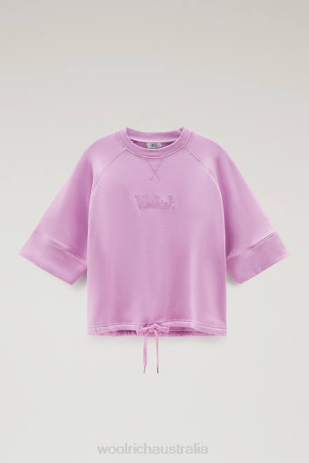 Woolrich Women Pure Cotton Crewneck with Three Quarter Sleeves Smoky Rose Clothing J026127