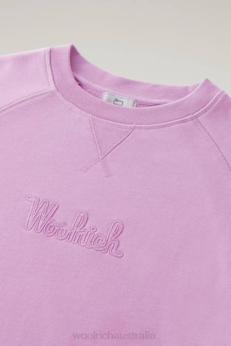Woolrich Women Pure Cotton Crewneck with Three Quarter Sleeves Smoky Rose Clothing J026127