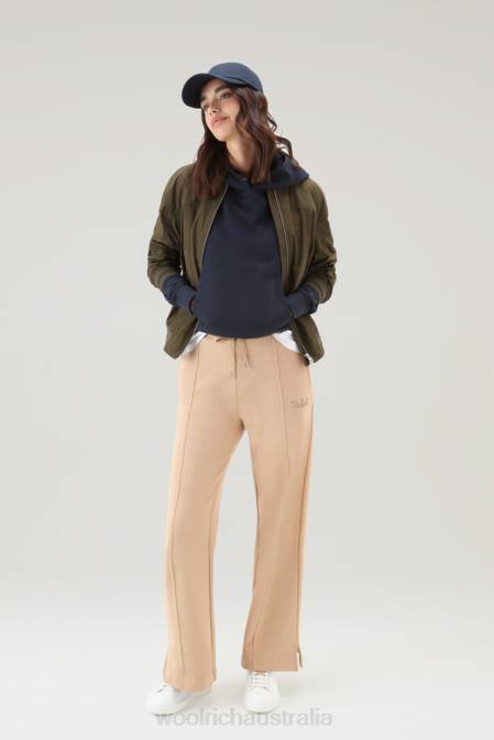 Woolrich Women Pure Cotton Hoodie with Embroidered Logo Melton Blue Clothing J026329