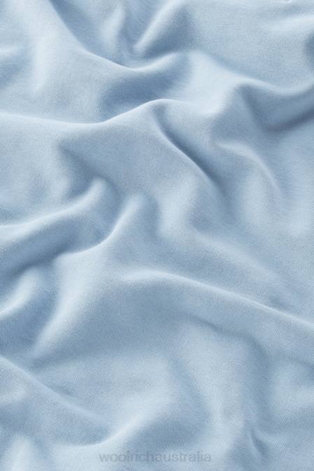 Woolrich Women Pure Cotton Hoodie with Embroidered Logo Pale Indigo Clothing J026328