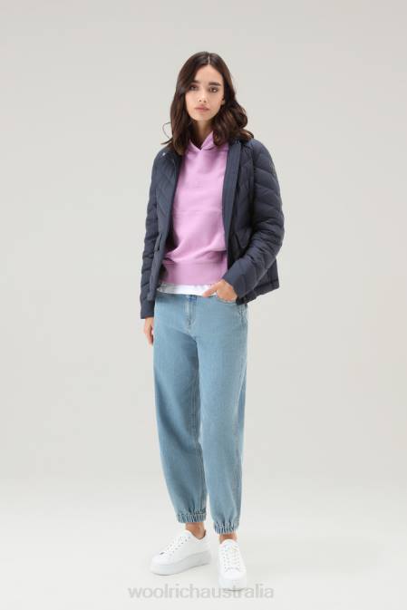 Woolrich Women Pure Cotton Hoodie with Embroidered Logo Smoky Rose Clothing J026330