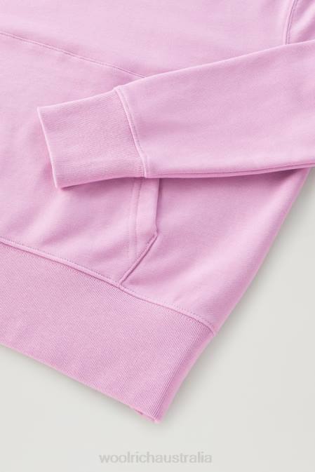 Woolrich Women Pure Cotton Hoodie with Embroidered Logo Smoky Rose Clothing J026330