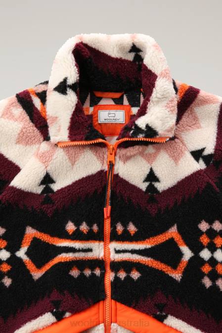 Woolrich Women Wool-Blend Sherpa Jacket with Jacquard Workmanship Black Clothing J026265