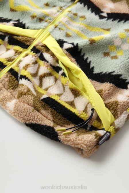 Woolrich Women Wool-Blend Sherpa Jacket with Jacquard Workmanship Desert Sage Clothing J026260