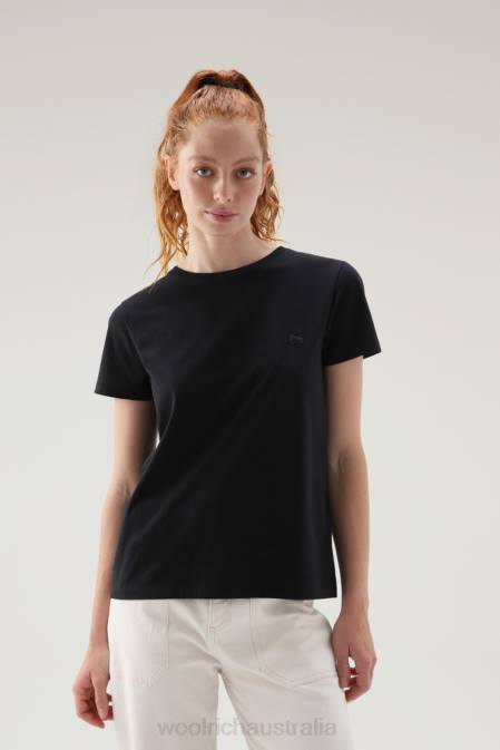 Woolrich Women Cotton Logo T-shirt Black Clothing J026225