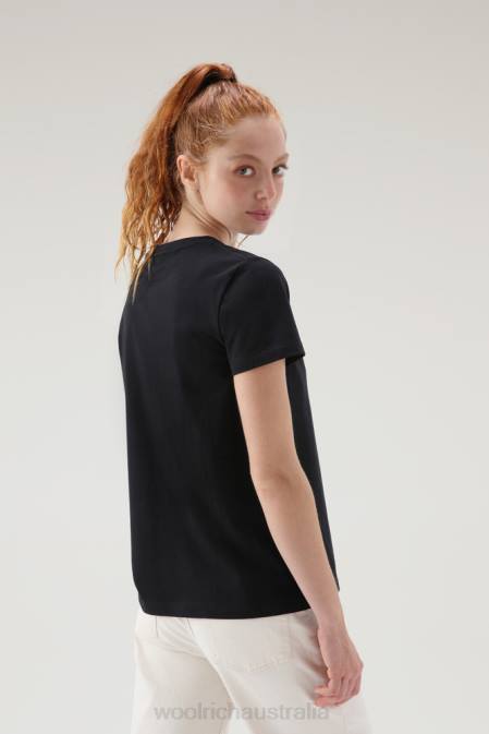 Woolrich Women Cotton Logo T-shirt Black Clothing J026225
