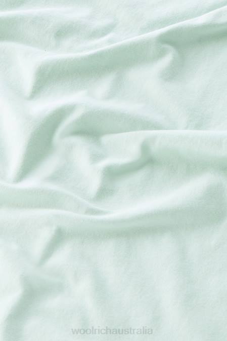 Woolrich Women Embroidered Logo T-shirt in Pure Cotton Harbor Green Clothing J0266