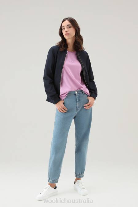 Woolrich Women Embroidered Logo T-shirt in Pure Cotton Smoky Rose Clothing J026108