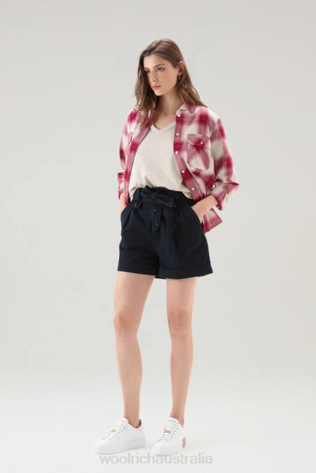 Woolrich Women T-shirt in Cotton Linen Blend with V-neck Beach Sand Clothing J02696