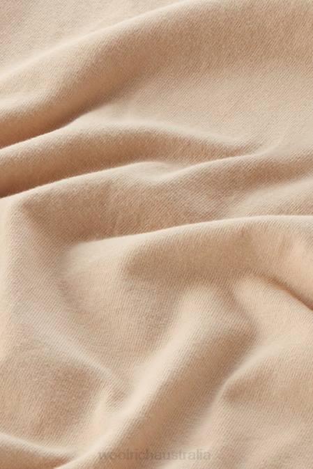 Woolrich Women T-shirt in Pure Cotton with Pleated Shoulders Feather Beige Clothing J026119