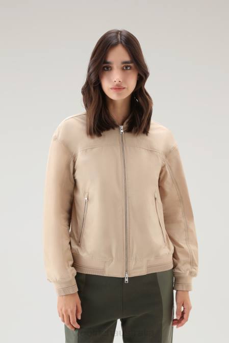 Woolrich Women Summer Bomber in Urban Touch Feather Beige Clothing J02664