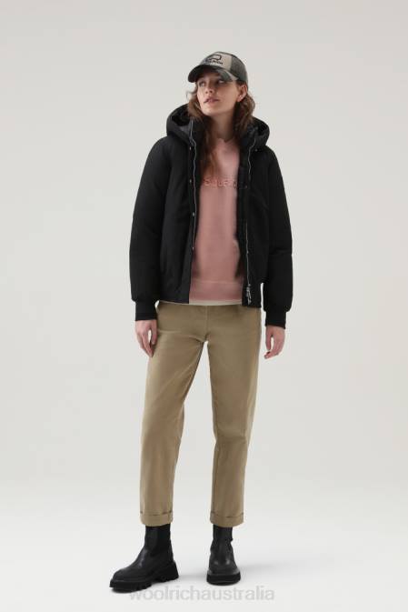 Woolrich Women Weoka Bomber in Soft Ottoman Fabric Black Clothing J026209