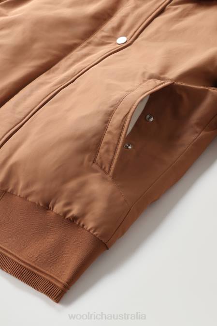 Woolrich Women Weoka Bomber in Soft Ottoman Fabric Dark Camel Clothing J026284