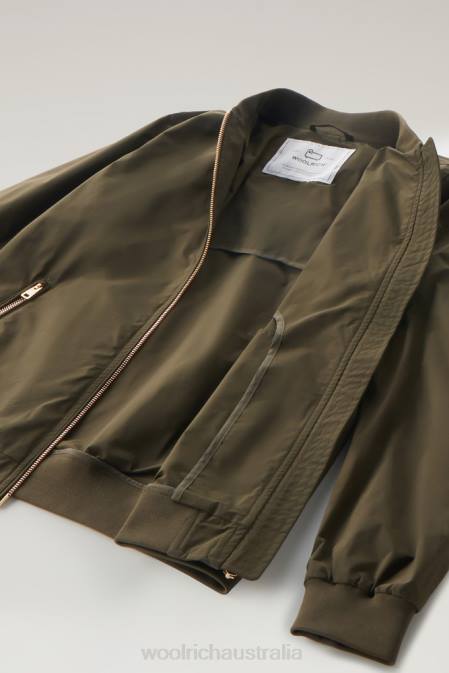 Woolrich Women Charlotte Bomber in Urban Touch Dark Green Clothing J0264