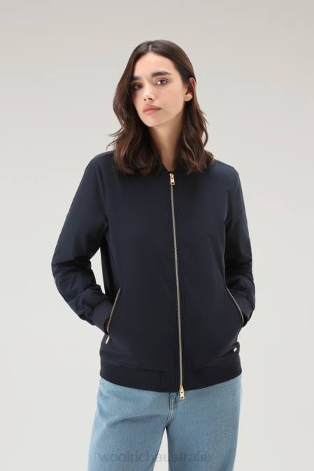 Woolrich Women Charlotte Bomber in Urban Touch Melton Blue Clothing J0269