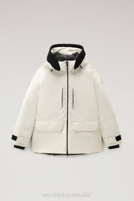 Woolrich Women Harveys Waterproof Jacket in Pertex Revolve Milky Cream Clothing J026250