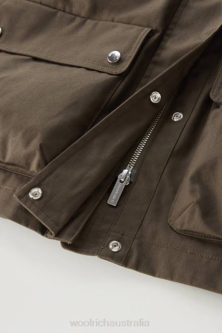 Woolrich Women Havice Field Jacket with Foldable Hood Dark Green Clothing J02652