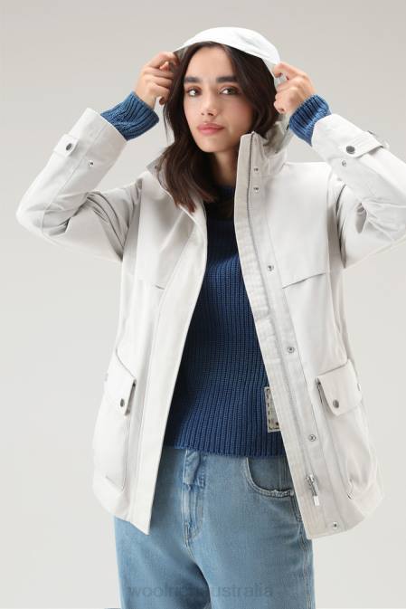 Woolrich Women Havice Field Jacket with Foldable Hood Lunar Rock Clothing J02667