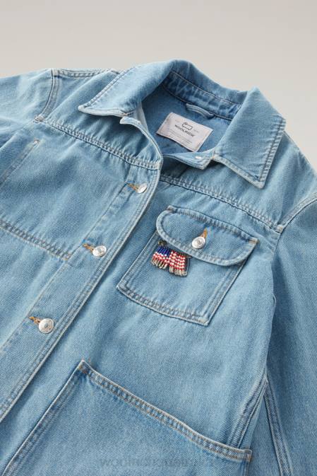 Woolrich Women Jacket in Stoned-washed Pure Cotton Denim Stone Washed Clothing J02631