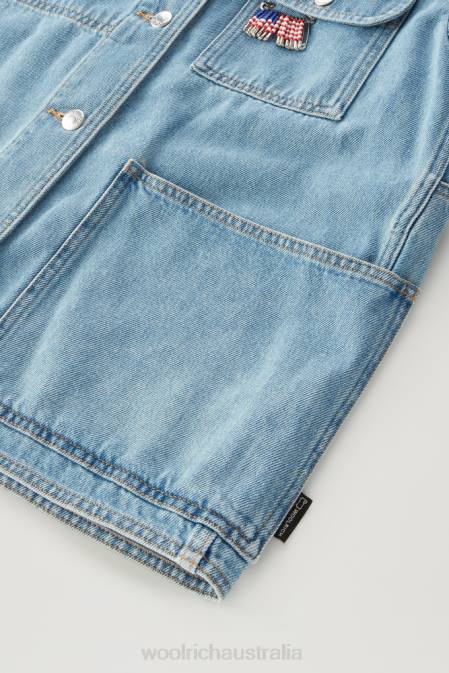 Woolrich Women Jacket in Stoned-washed Pure Cotton Denim Stone Washed Clothing J02631