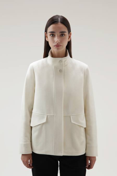 Woolrich Women Kuna Jacket in Wool and Cashmere Blend Milky Cream Clothing J026217