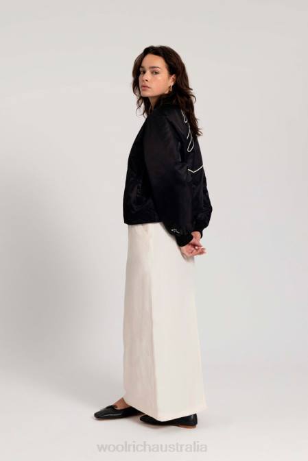 Woolrich Women Padded Swan Bomber Jacket in Satin Nylon-Danielle Cathari Black Clothing J026188