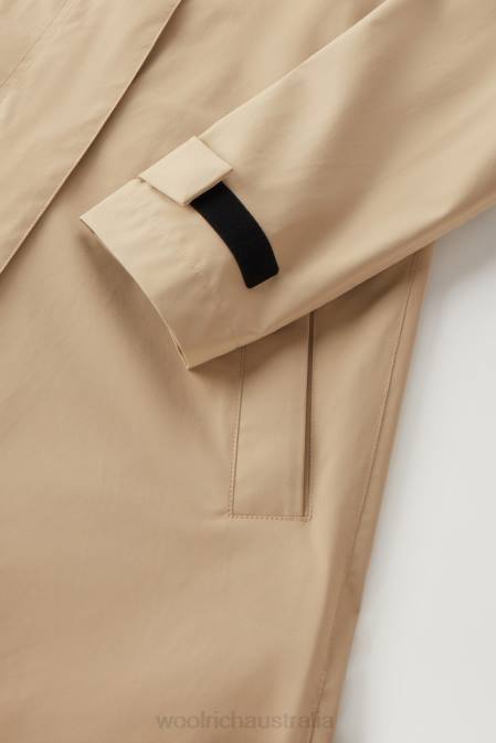 Woolrich Women Fayette Light Trench Coat with Detachable Hood Feather Beige Clothing J026116