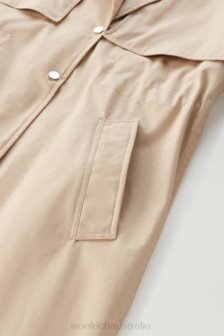 Woolrich Women Havice Trench Coat in Pure Cotton Feather Beige Clothing J02695