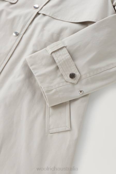 Woolrich Women Havice Trench Coat in Pure Cotton Lunar Rock Clothing J02660