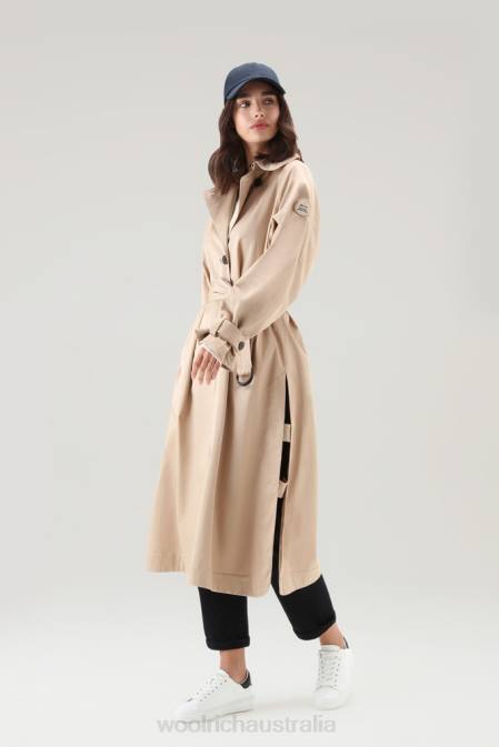 Woolrich Women Lakeside Cotton Trench Coat Feather Beige Clothing J02625