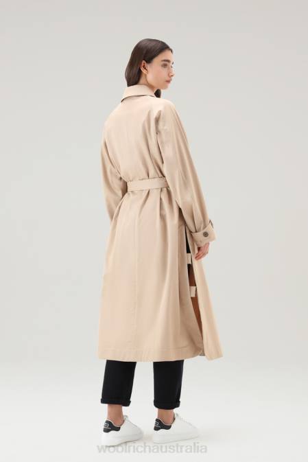 Woolrich Women Lakeside Cotton Trench Coat Feather Beige Clothing J02625