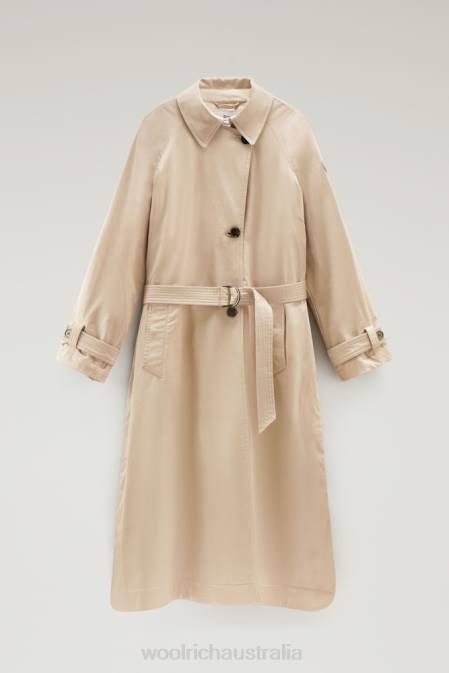 Woolrich Women Lakeside Cotton Trench Coat Feather Beige Clothing J02625