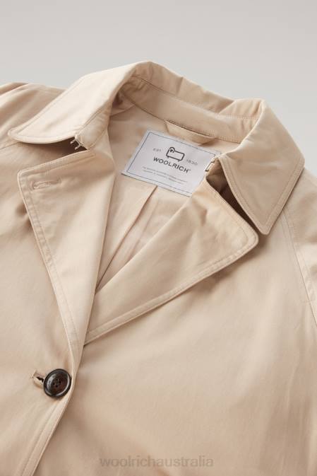Woolrich Women Lakeside Cotton Trench Coat Feather Beige Clothing J02625