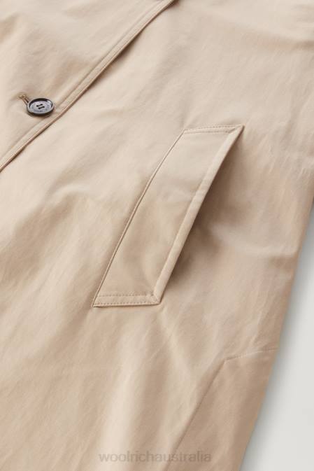 Woolrich Women Lakeside Cotton Trench Coat Feather Beige Clothing J02625