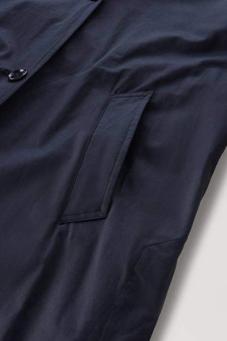 Woolrich Women Lakeside Cotton Trench Coat Melton Blue Clothing J026115