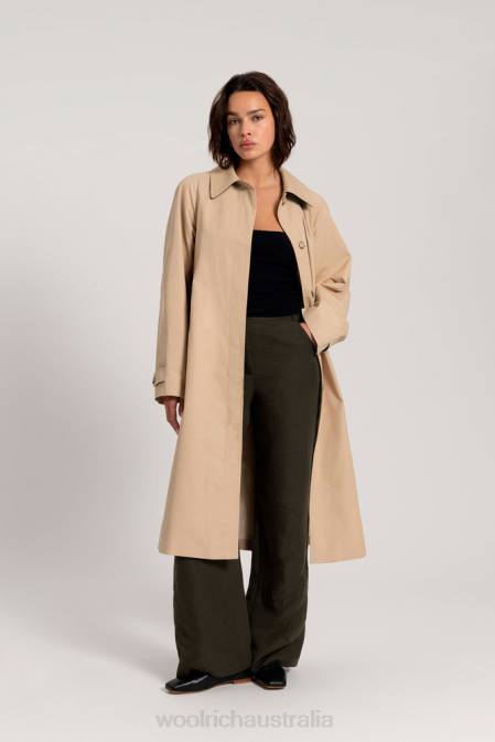 Woolrich Women Trench Coat in Soft Byrd Cotton with Detachable Bag-Danielle Cathari Beach Sand Clothing J026147