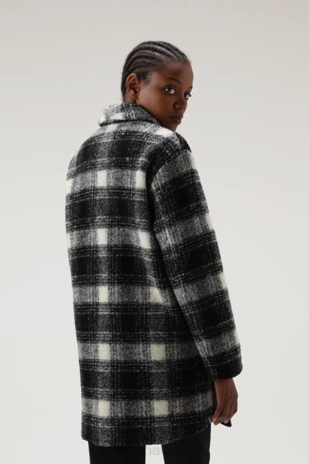 Woolrich Women Wool Blend Gentry Check Coat Black Check Clothing J026222