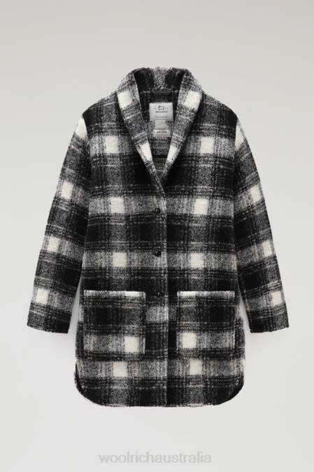 Woolrich Women Wool Blend Gentry Check Coat Black Check Clothing J026222
