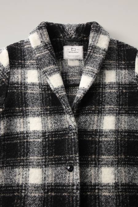 Woolrich Women Wool Blend Gentry Check Coat Black Check Clothing J026222