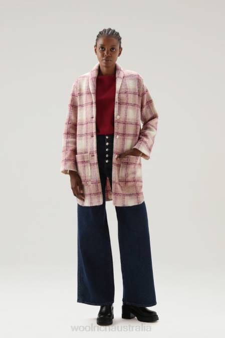 Woolrich Women Wool Blend Gentry Check Coat Raisin Check Clothing J026262