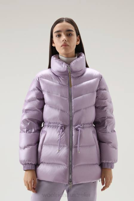 Woolrich Women Aliquippa Silky Down Jacket with a Drawstring Waist Lilac Dawn Clothing J026315