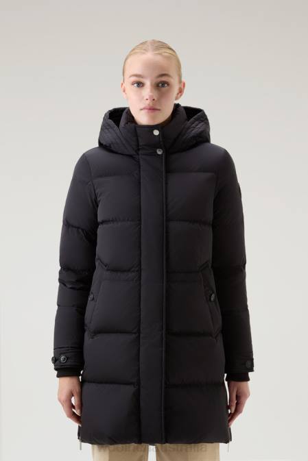 Woolrich Women Alsea Hooded Down Jacket Black Clothing J026205