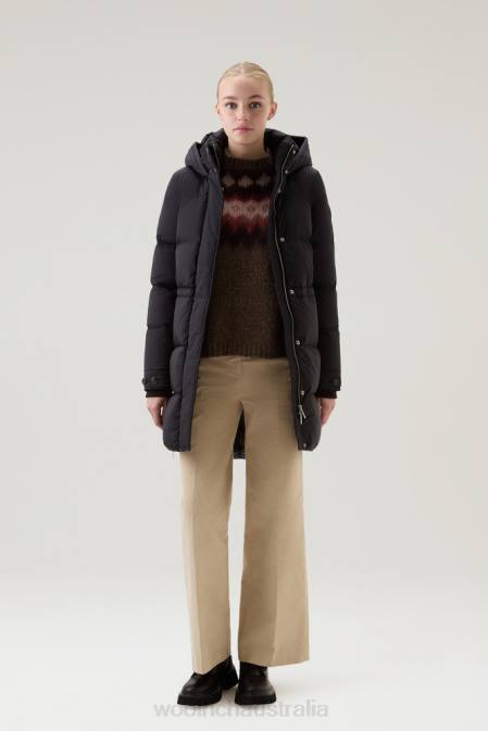 Woolrich Women Alsea Hooded Down Jacket Black Clothing J026205